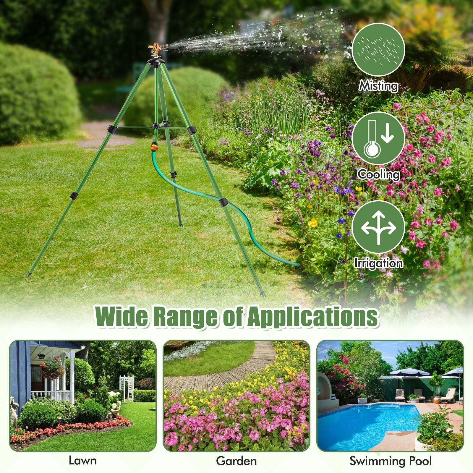 Impact Sprinkler on Tripod Base Set of 2 with 360 Degree Rotation-L, Green Watering & Irrigation   at Gallery Canada