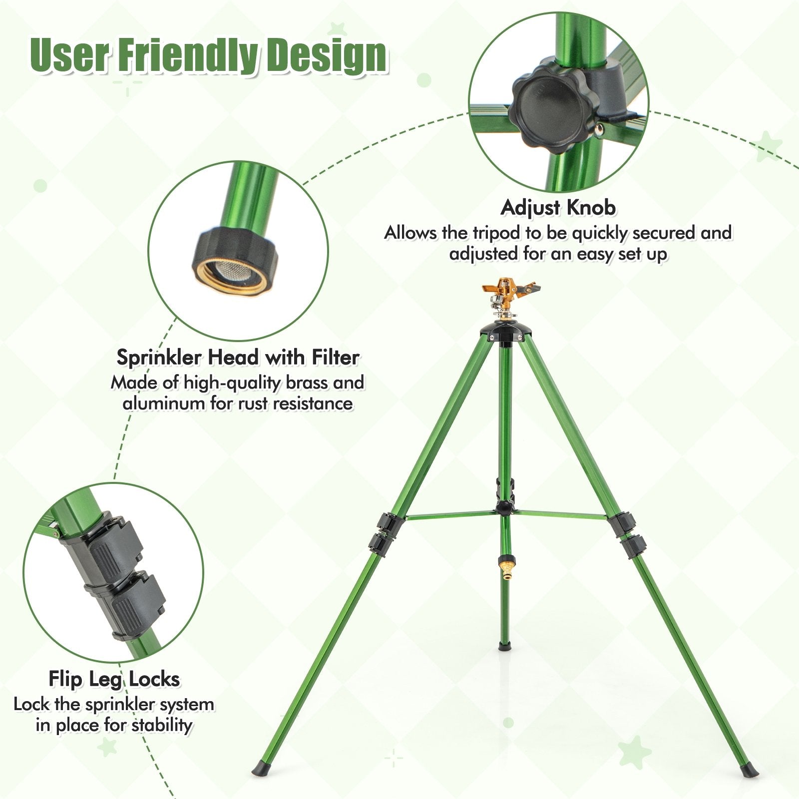 Impact Sprinkler on Tripod Base Set of 2 with 360 Degree Rotation-L, Green Watering & Irrigation   at Gallery Canada