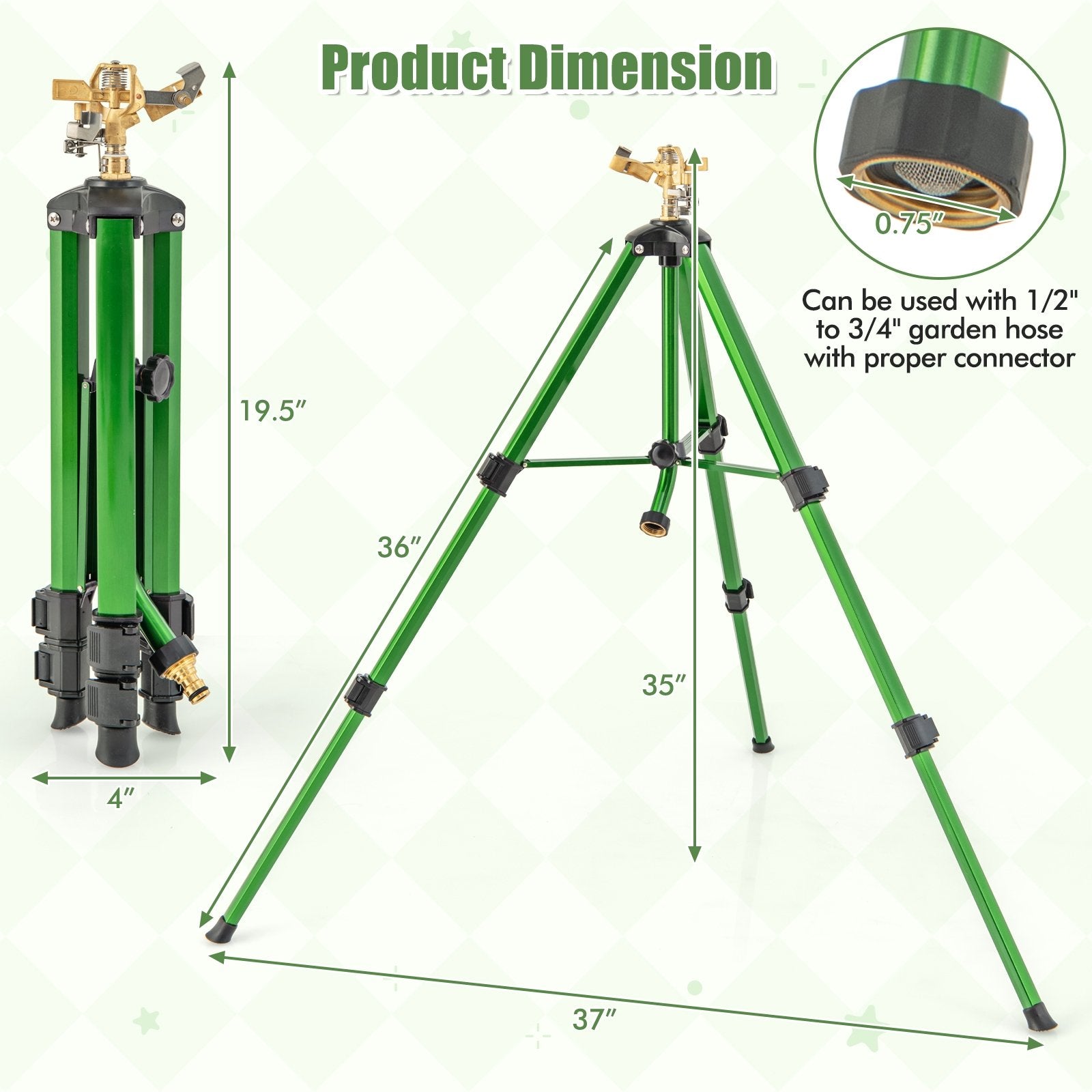 Impact Sprinkler on Tripod Base Set of 2 with 360 Degree Rotation-S, Green Watering & Irrigation   at Gallery Canada