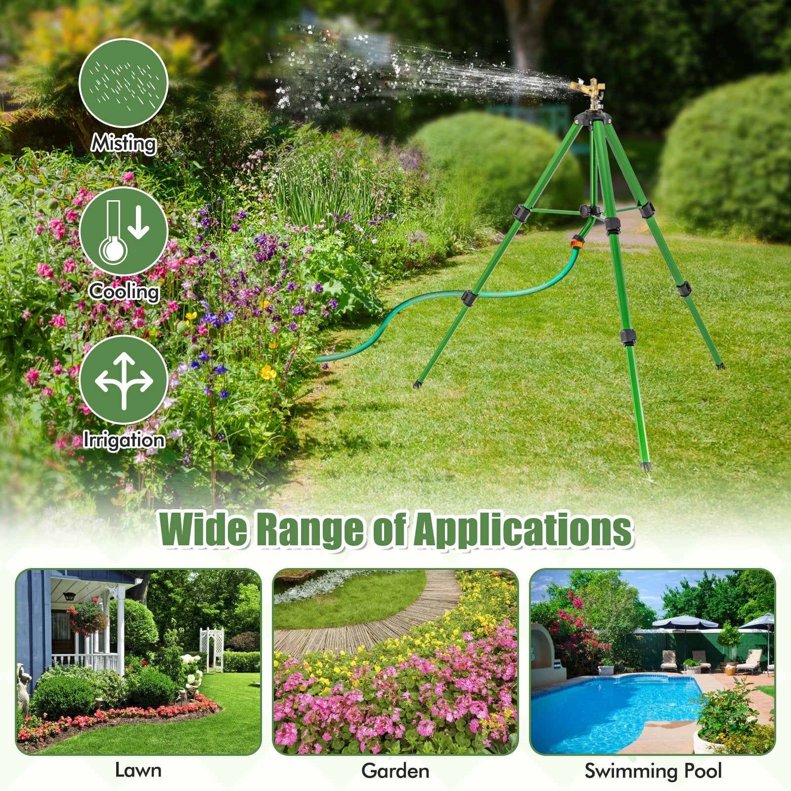 Impact Sprinkler on Tripod Base Set of 2 with 360 Degree Rotation-S, Green Watering & Irrigation   at Gallery Canada