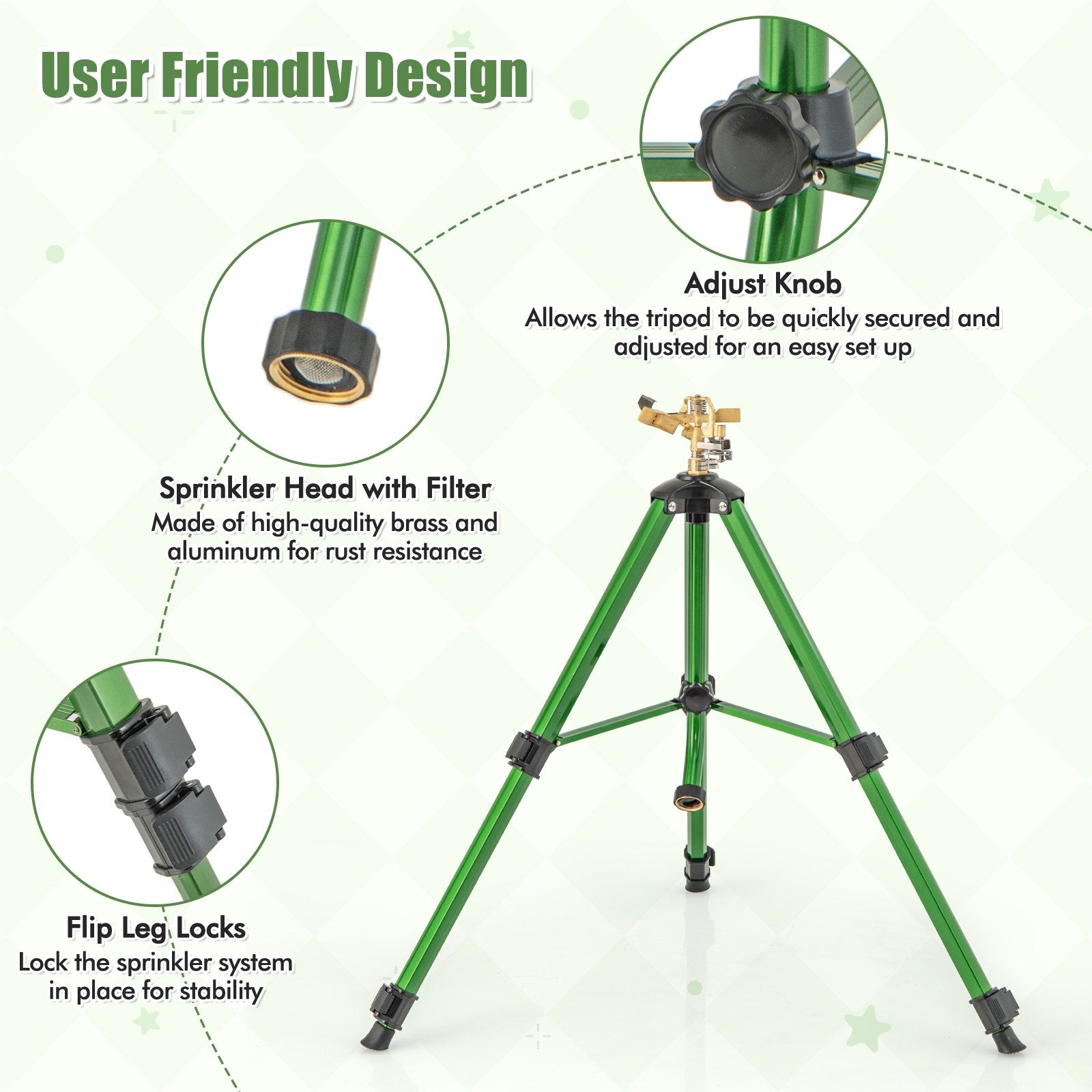 Impact Sprinkler on Tripod Base Set of 2 with 360 Degree Rotation-S, Green Watering & Irrigation   at Gallery Canada