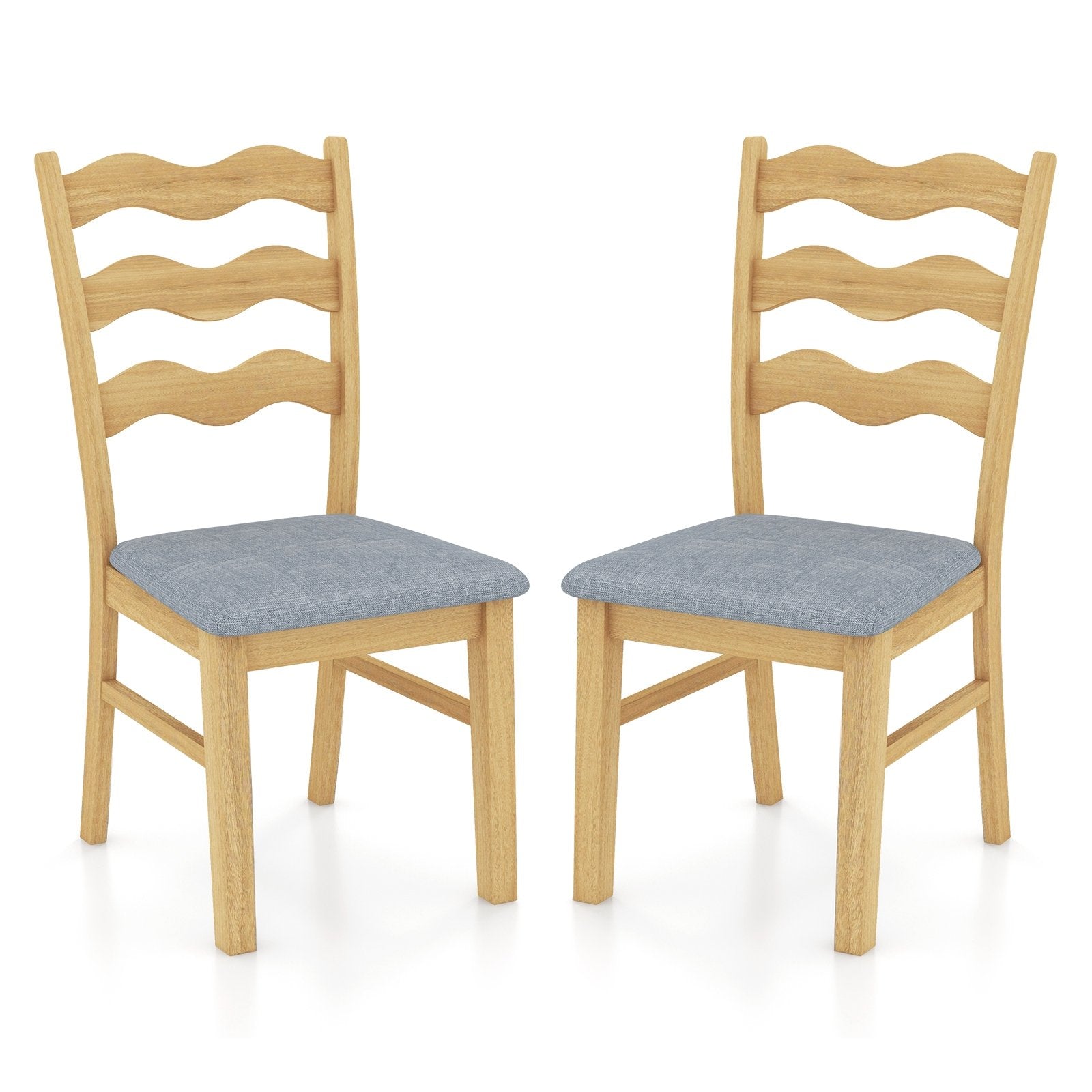 Dining Chair Set of 2 Linen Fabric Upholstered Kitchen Chairs with Padded Seat, Natural Dining Chairs   at Gallery Canada