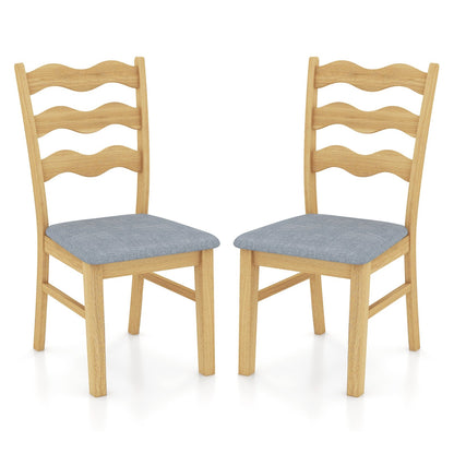 Dining Chair Set of 2 Linen Fabric Upholstered Kitchen Chairs with Padded Seat, Natural - Gallery Canada