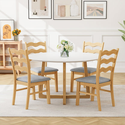 Dining Chair Set of 2 Linen Fabric Upholstered Kitchen Chairs with Padded Seat, Natural Dining Chairs   at Gallery Canada