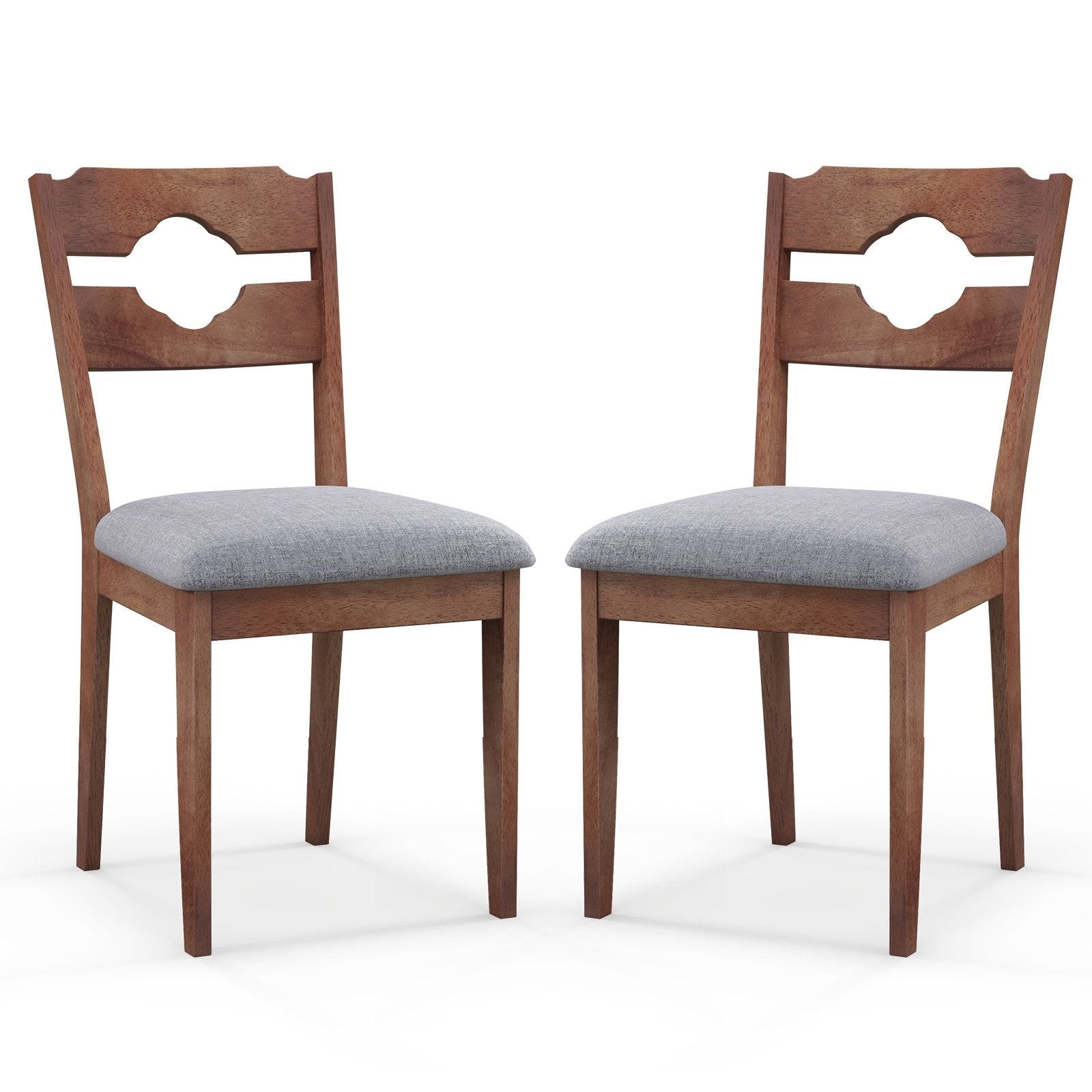 Dining Chair Set of 2 Fabric Upholstered Kitchen Chairs with Padded Seat and High Back, Gray Dining Chairs   at Gallery Canada