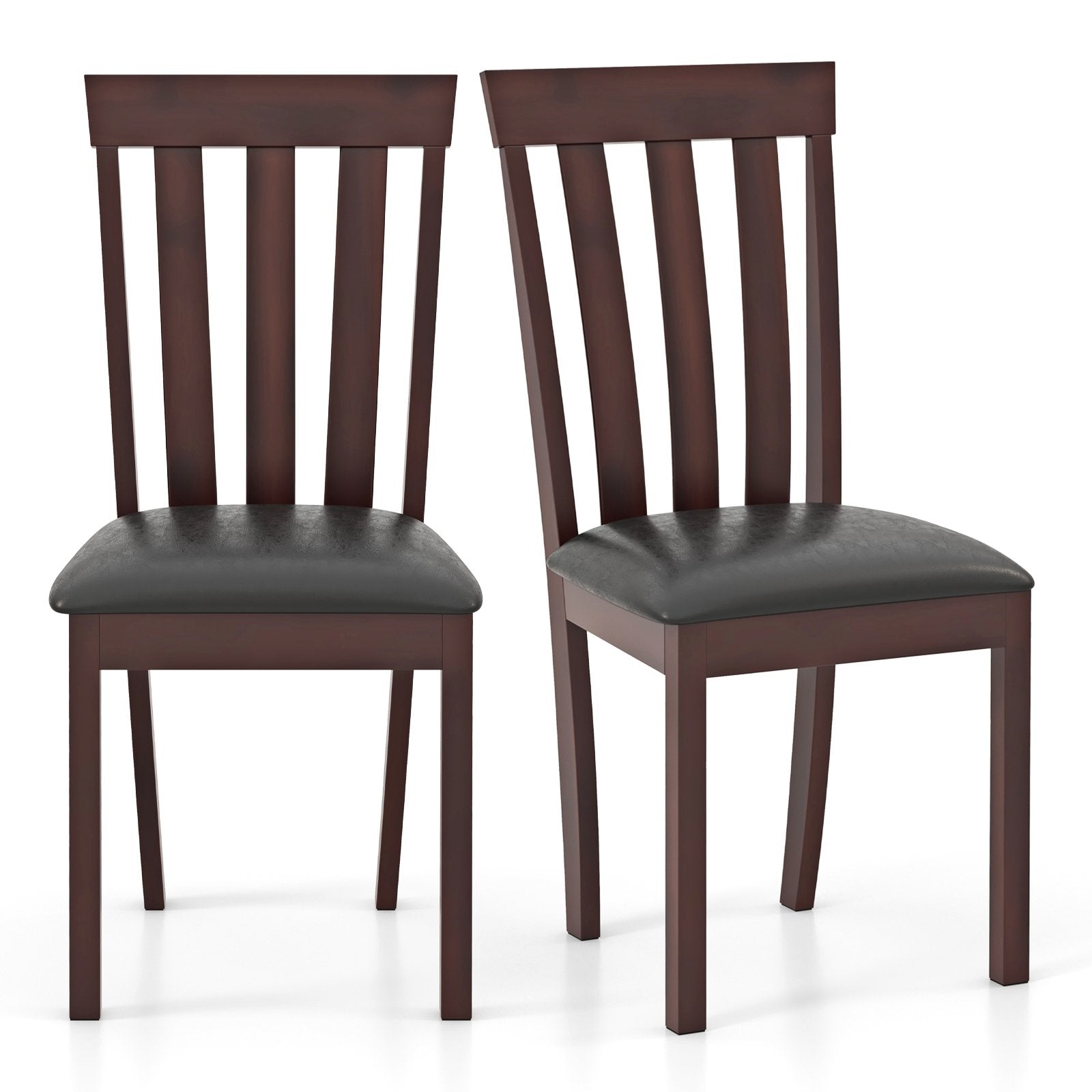 Dining Chair Set of 2 Upholstered Wooden Kitchen Chairs with Padded Seat and Rubber Wood Frame, Espresso Dining Chairs   at Gallery Canada