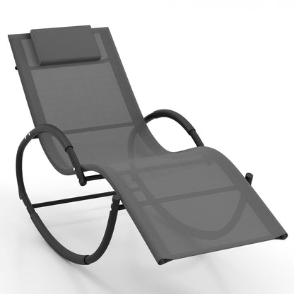 Outdoor Rocking Lounge Chair with Removable Headrest, Gray Patio Rocking Chairs & Gliders   at Gallery Canada