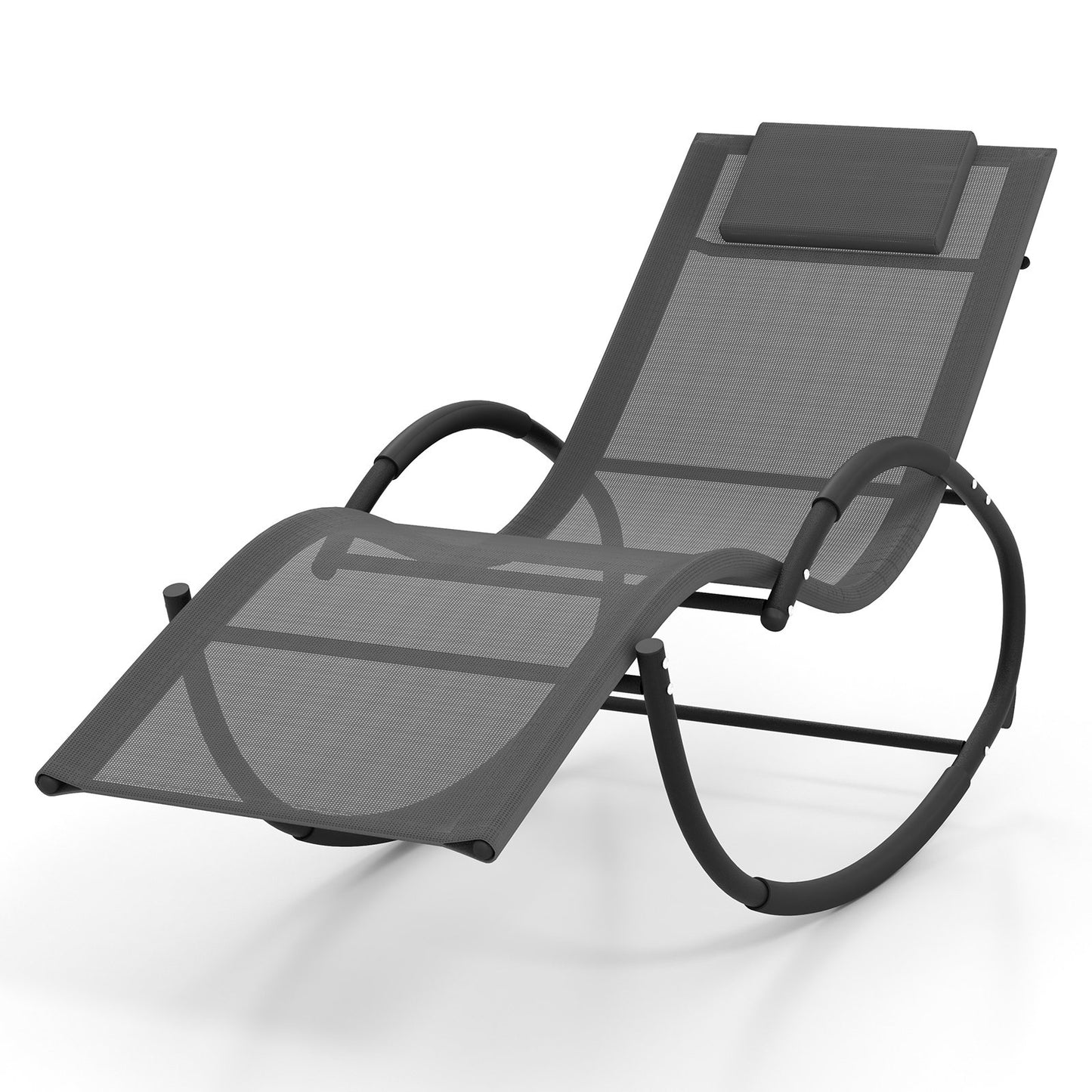 Outdoor Rocking Lounge Chair with Removable Headrest, Gray Patio Rocking Chairs & Gliders   at Gallery Canada