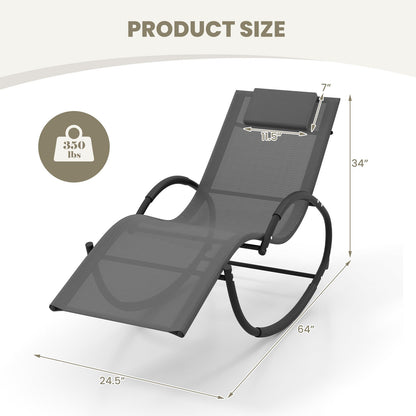 Outdoor Rocking Lounge Chair with Removable Headrest, Gray Patio Rocking Chairs & Gliders   at Gallery Canada