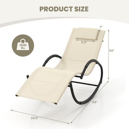 Outdoor Rocking Lounge Chair with Removable Headrest, Beige Patio Rocking Chairs & Gliders   at Gallery Canada