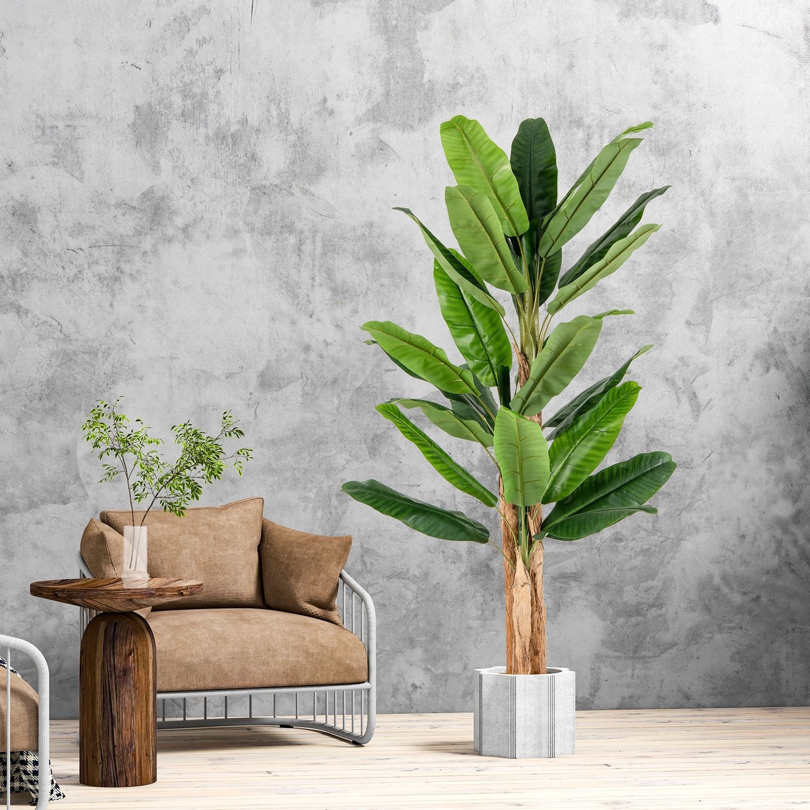 5.5/6.5 Feet Tall Artificial Banana Tree with 10/27 Large Leaves-6.5 ft Faux Plants   at Gallery Canada