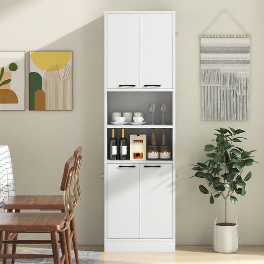 75" Kitchen Pantry Cabinet Tall Cupboard with Doors and Shelves, White - Gallery Canada