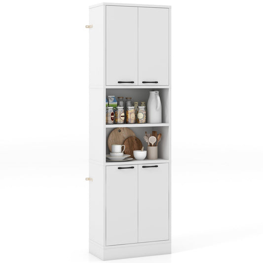 75" Kitchen Pantry Cabinet Tall Cupboard with Doors and Shelves, White Sideboards Cabinets & Buffets   at Gallery Canada