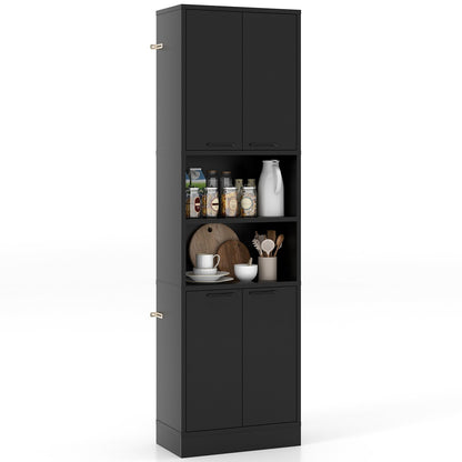 75" Kitchen Pantry Cabinet Tall Cupboard with Doors and Shelves, Black Sideboards Cabinets & Buffets   at Gallery Canada