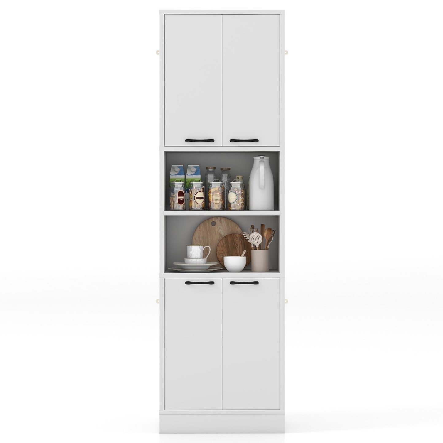 75" Kitchen Pantry Cabinet Tall Cupboard with Doors and Shelves, White Sideboards Cabinets & Buffets   at Gallery Canada