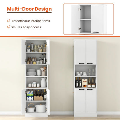 75" Kitchen Pantry Cabinet Tall Cupboard with Doors and Shelves, White Sideboards Cabinets & Buffets   at Gallery Canada