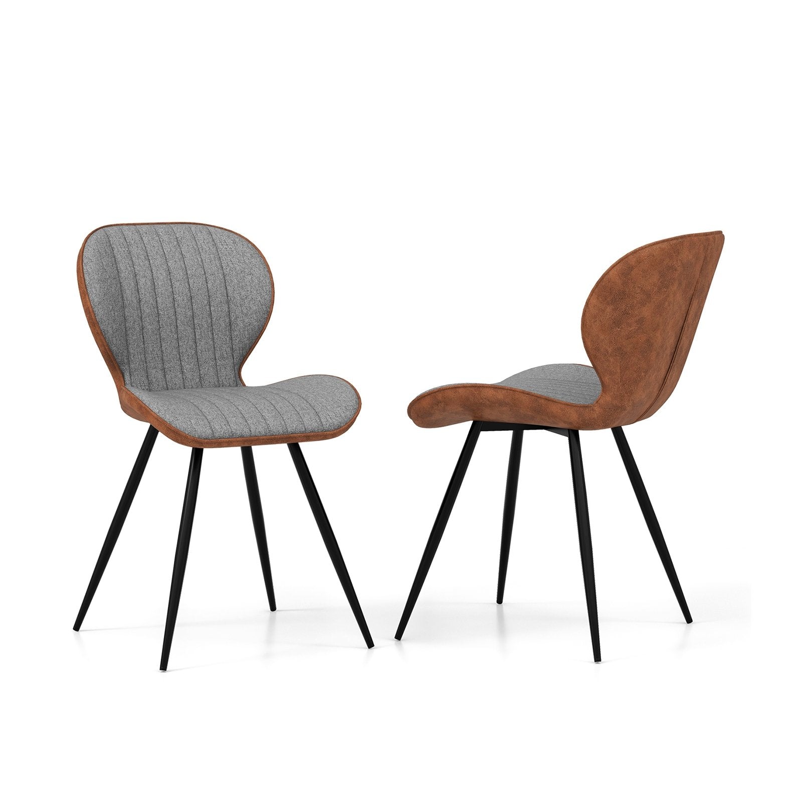 Set of 2 Armless Dining Chair Modern Accent Chairs with Curved Backrest, Gray Dining Chairs   at Gallery Canada