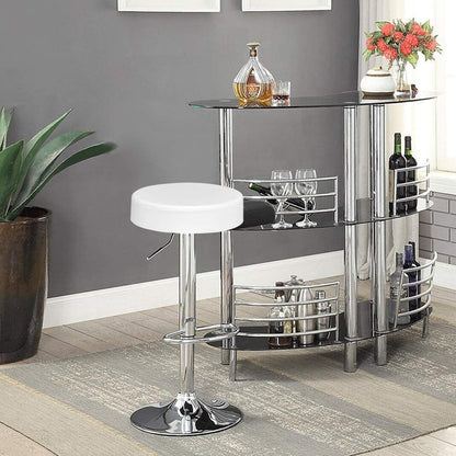 Set of 2 Adjustable Round PU Leather Swivel Barstool with Chrome Footrest, White Bar Stools   at Gallery Canada