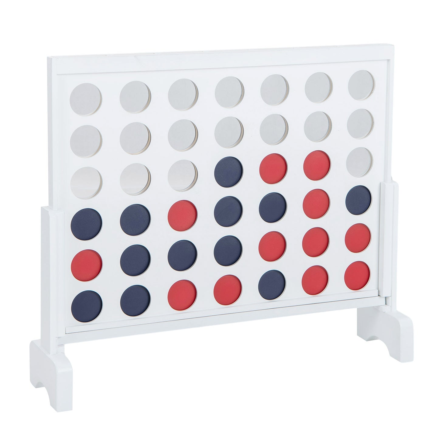 Wooden4-in-a-row Game Set with 42 PCS Chips and 600D Oxford Fabric Carrying Bag, White Lawn Games White  at Gallery Canada