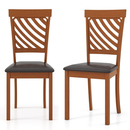 Dining Chair Set of 2 with Rubber Wood Legs and Ergonomic Back for Dining Room, Walnut Dining Chairs   at Gallery Canada