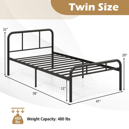 Modern Metal Platform Bed with Headboard and Footboard, Black Beds & Bed Frames   at Gallery Canada