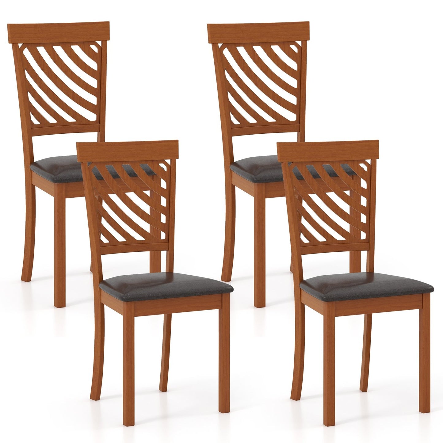 Dining Chair Set of 2 with Rubber Wood Legs and Ergonomic Back for Dining Room, Walnut - Gallery Canada