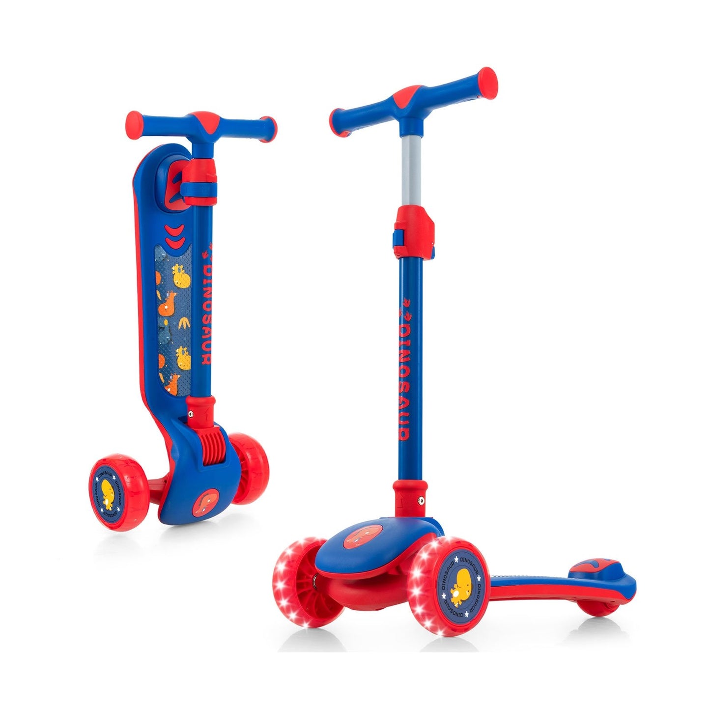 Folding Kids Scooter with Extra Wide Deck and LED Lighted PU Wheels, Blue Scooters   at Gallery Canada