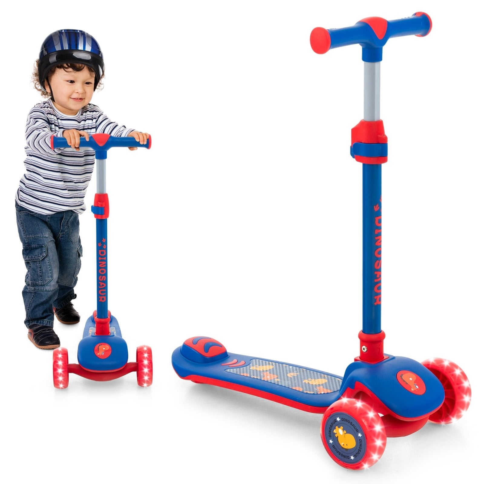 Folding Kids Scooter with Extra Wide Deck and LED Lighted PU Wheels, Blue Scooters   at Gallery Canada