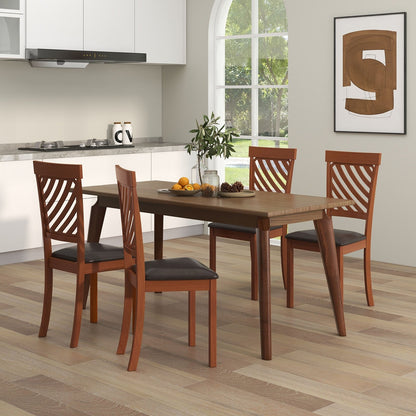 Dining Chair Set of 2 with Rubber Wood Legs and Ergonomic Back for Dining Room, Walnut - Gallery Canada