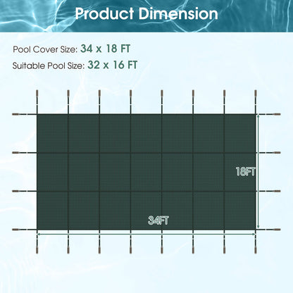 34 x 18 Feet Safety Pool Cover Fits 32 x16 Feet Inground Swimming Pools, Green Swimming Pools   at Gallery Canada