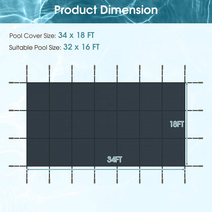 34 x 18 Feet Safety Pool Cover Fits 32 x16 Feet Inground Swimming Pools, Blue Swimming Pools   at Gallery Canada