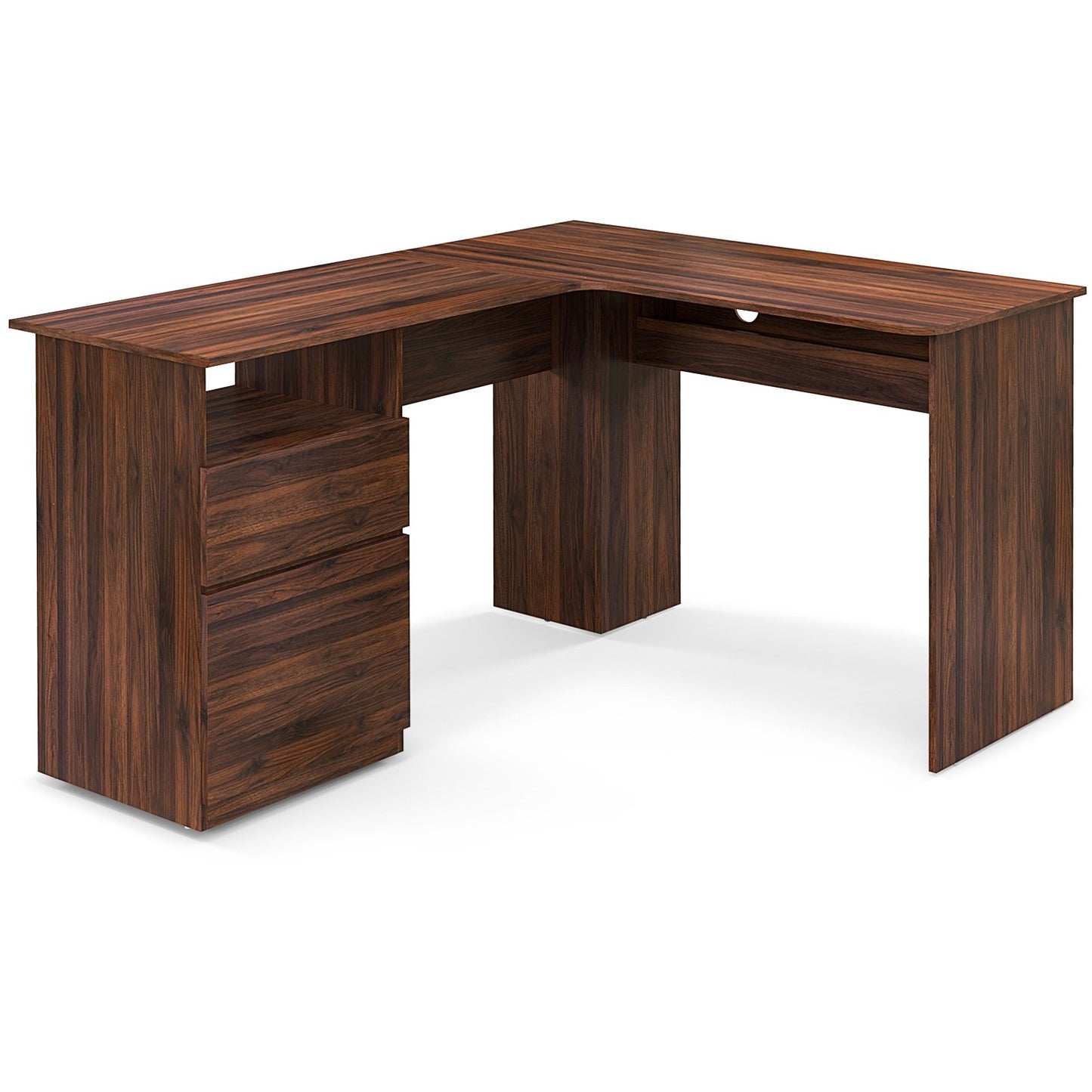 L-Shaped Computer Desk with Letter File Drawer, Walnut - Gallery Canada