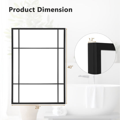 40 x 28 Inch Wall Mounted Mirror Metal Framed Hanging Mirror for Living Room Bedroom, Black Wall Mirrors   at Gallery Canada