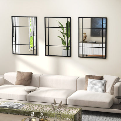 40 x 28 Inch Wall Mounted Mirror Metal Framed Hanging Mirror for Living Room Bedroom, Black Wall Mirrors   at Gallery Canada