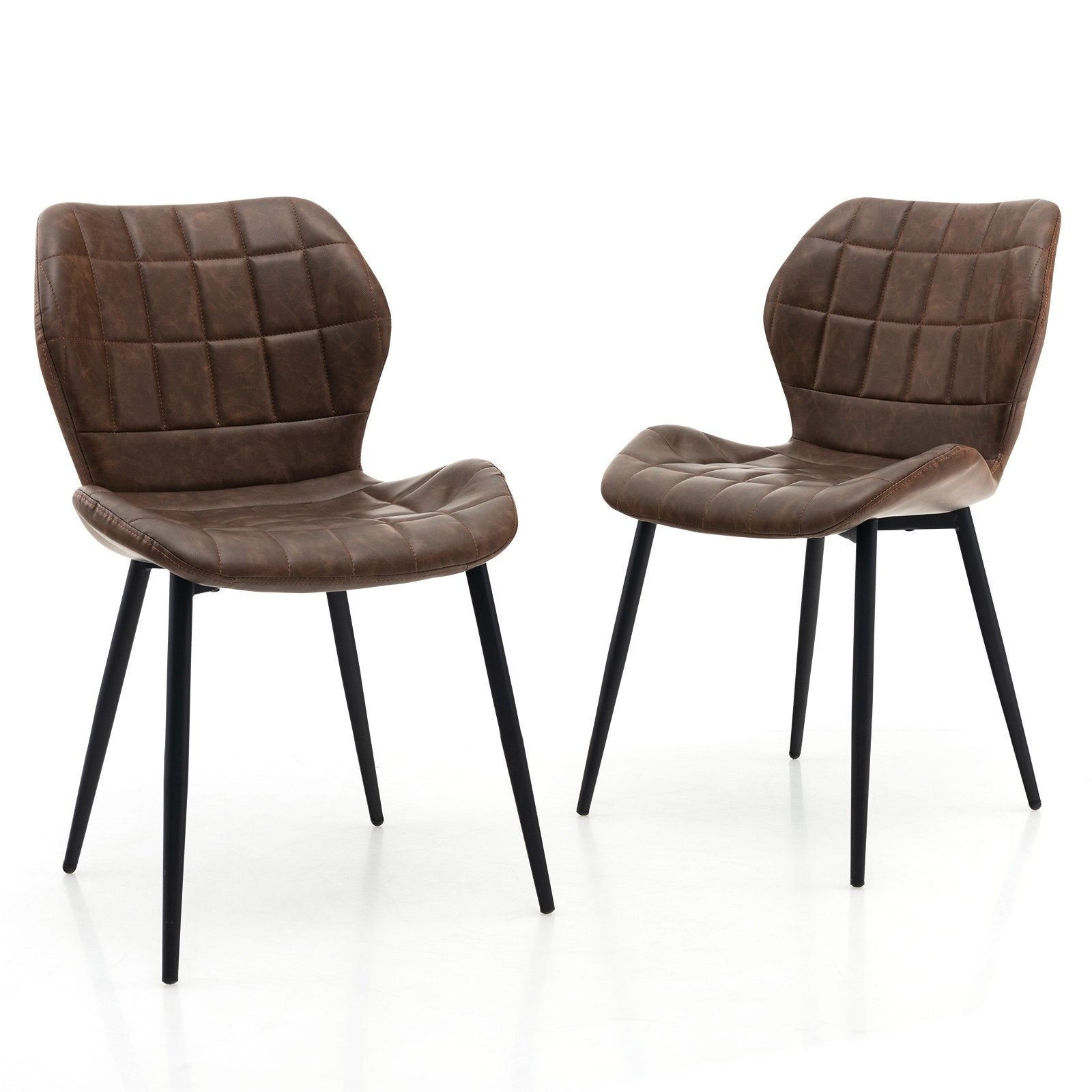 Dining Chairs Set of 2 with Padded Back  Metal Legs and Adjustable Foot Pads, Brown Dining Chairs   at Gallery Canada