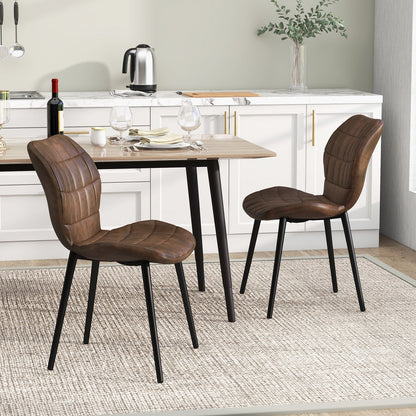 Dining Chairs Set of 2 with Padded Back  Metal Legs and Adjustable Foot Pads, Brown Dining Chairs   at Gallery Canada