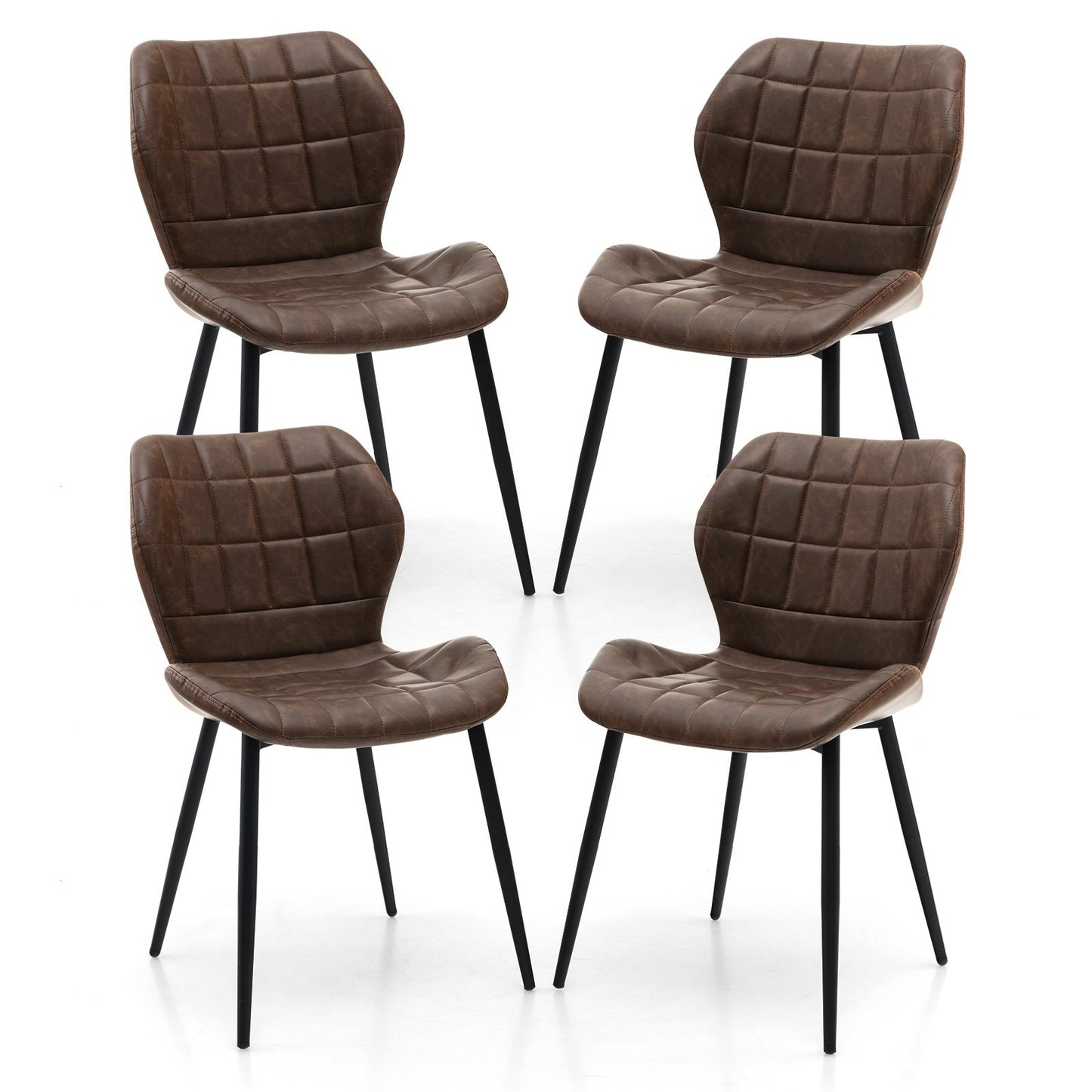 Dining Chairs Set of 2 with Padded Back  Metal Legs and Adjustable Foot Pads, Brown Dining Chairs   at Gallery Canada