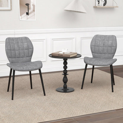 Dining Chairs Set of 2 with Padded Back  Metal Legs and Adjustable Foot Pads, Gray Dining Chairs   at Gallery Canada