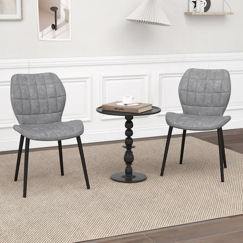 Dining Chairs Set of 2 with Padded Back  Metal Legs and Adjustable Foot Pads, Gray