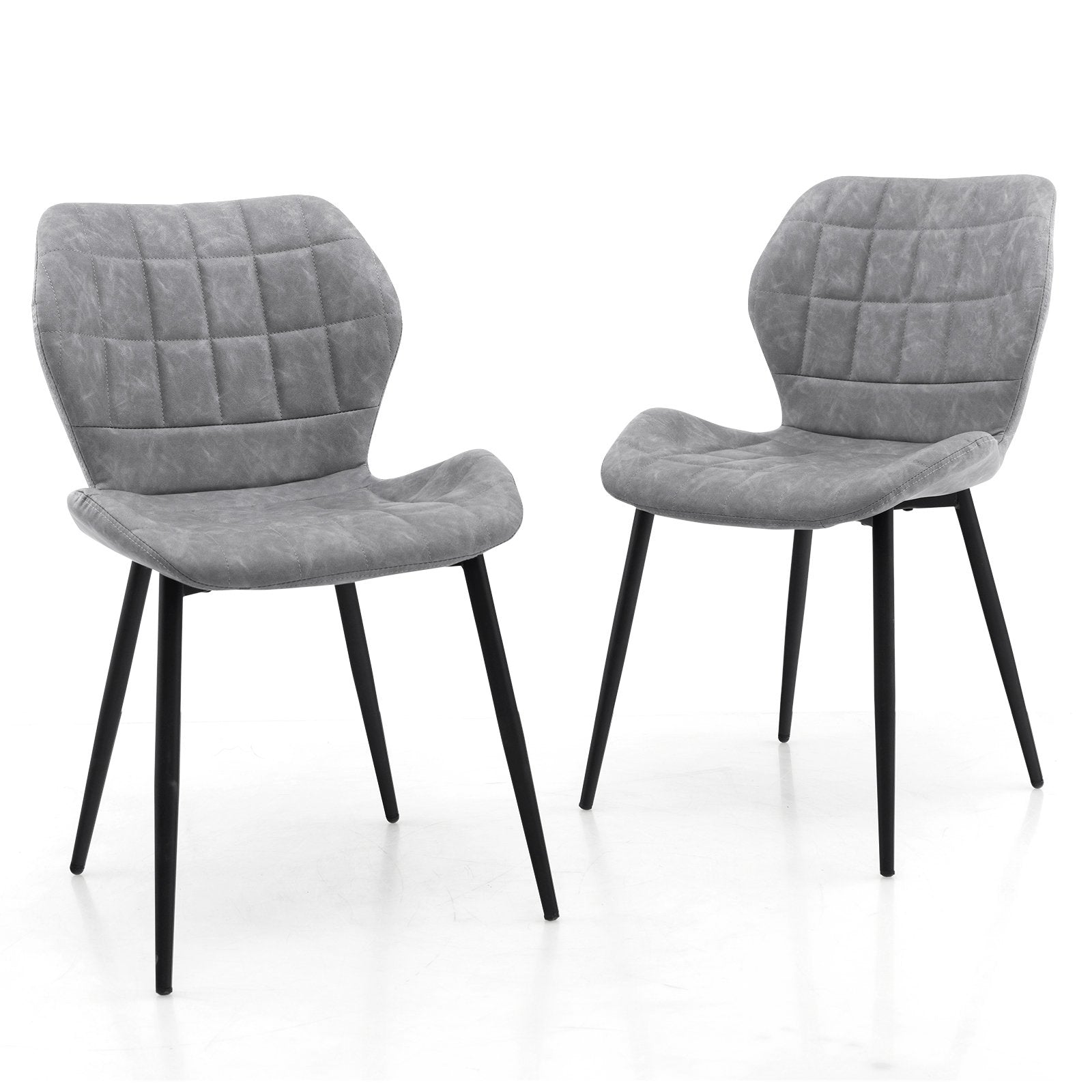 Dining Chairs Set of 2 with Padded Back  Metal Legs and Adjustable Foot Pads, Gray Dining Chairs   at Gallery Canada