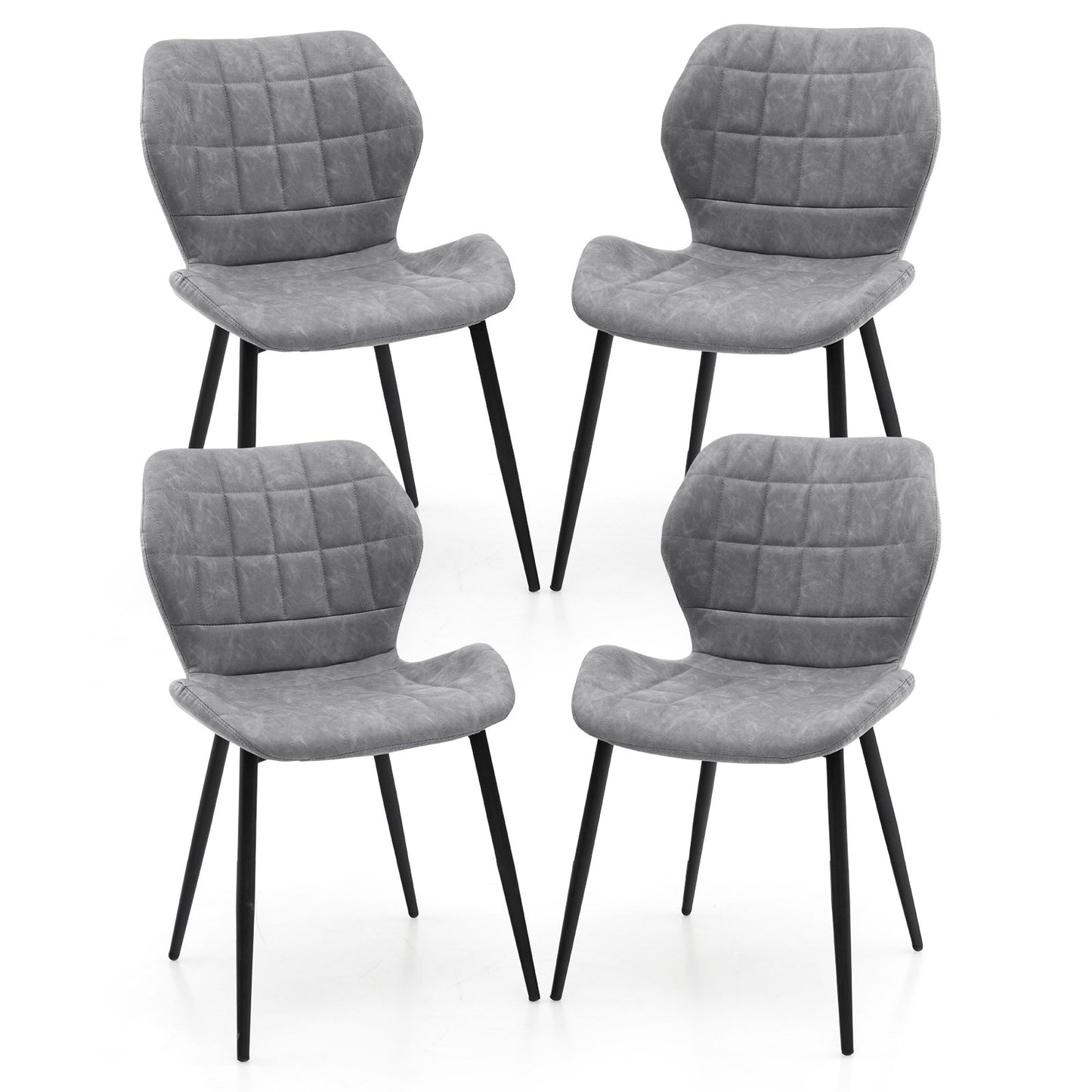 Dining Chairs Set of 2 with Padded Back  Metal Legs and Adjustable Foot Pads, Gray Dining Chairs   at Gallery Canada