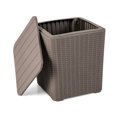 Outdoor Resin Storage Side Table with Removable Lid and Wicker-woven Accent, Coffee Coffee Tables   at Gallery Canada