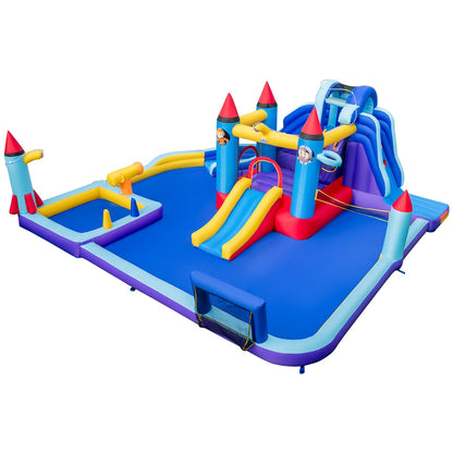 Rocket Theme Inflatable Water Slide Park with 950W Blower, Blue Bounce House   at Gallery Canada