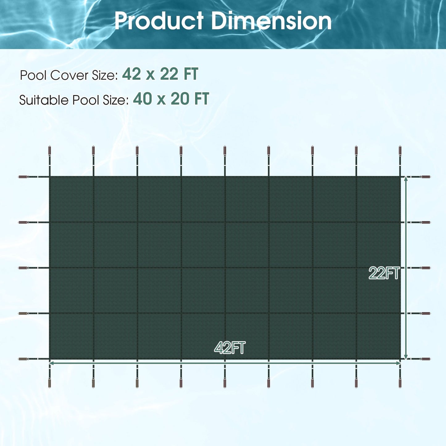 42 x 22 Feet Safety Pool Cover Fits 40 x 20 Feet Inground Swimming Pools, Green Swimming Pools   at Gallery Canada