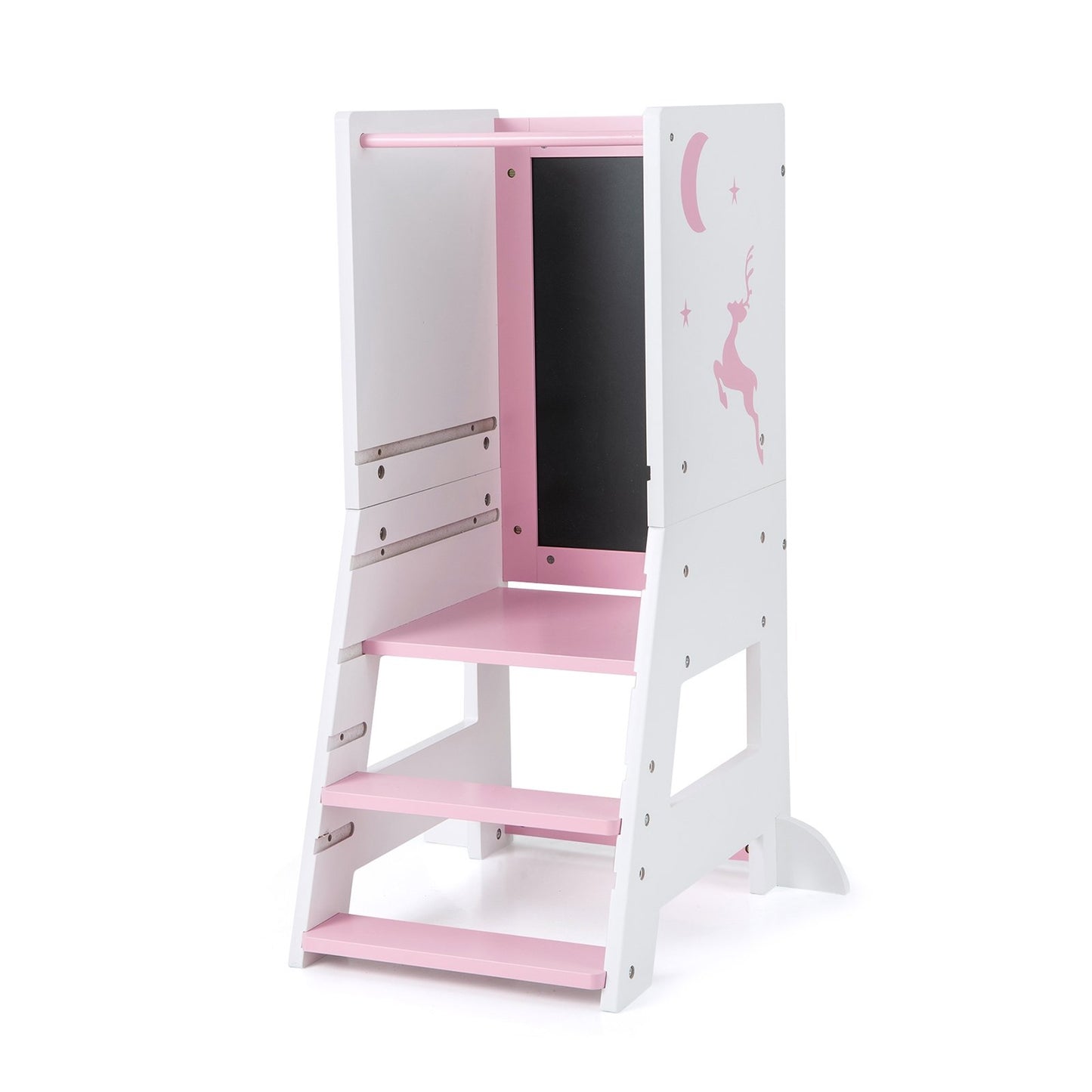 Toddler Kitchen Stool Helper Baby Standing Tower with Chalkboard and Whiteboard, Pink Toddler & Kids Furniture   at Gallery Canada