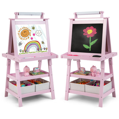 3-in-1 Double-Sided Storage Art Easel, Pink Art Easels   at Gallery Canada