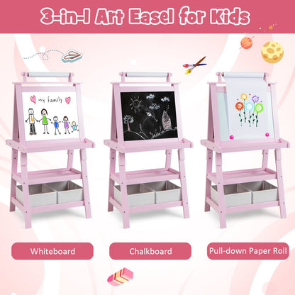 3-in-1 Double-Sided Storage Art Easel, Pink Art Easels   at Gallery Canada