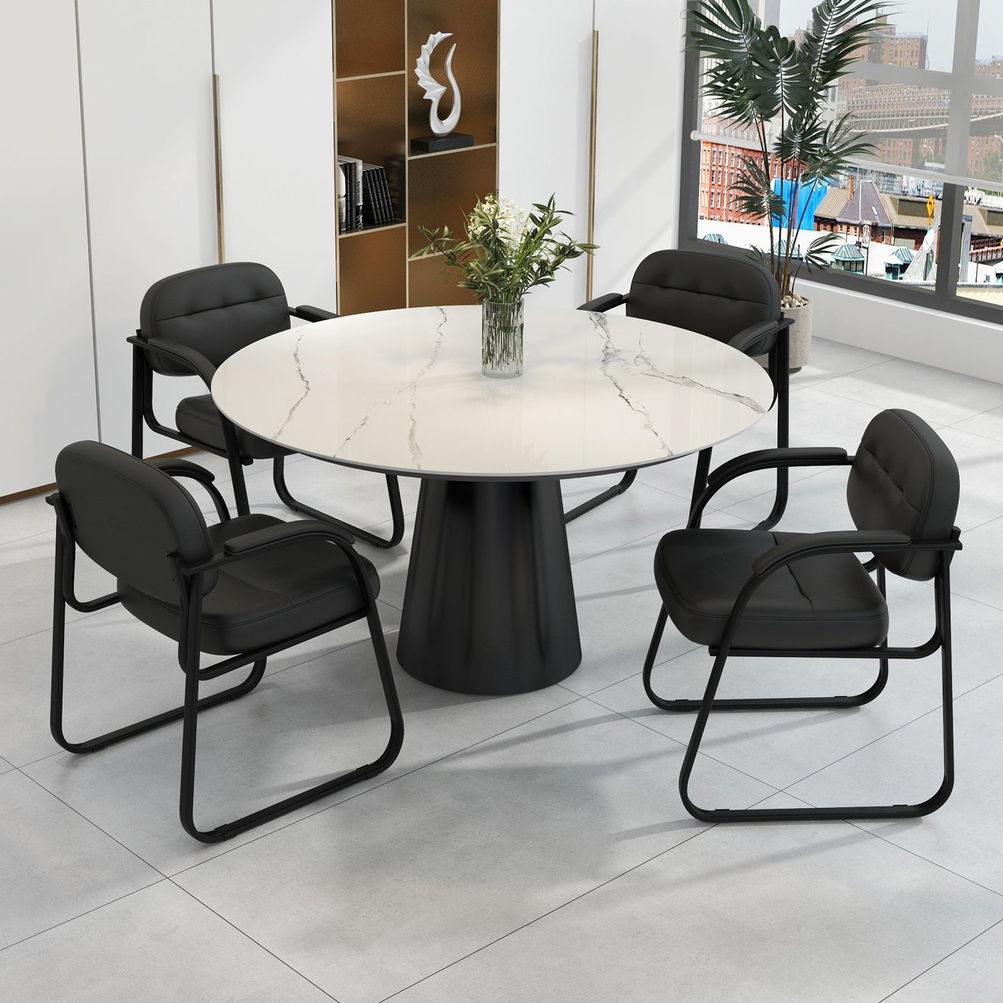 Waiting Room Chair Set of 2 Reception Chairs with Sled Base and Padded Arm Rest, Black Conference Chairs   at Gallery Canada