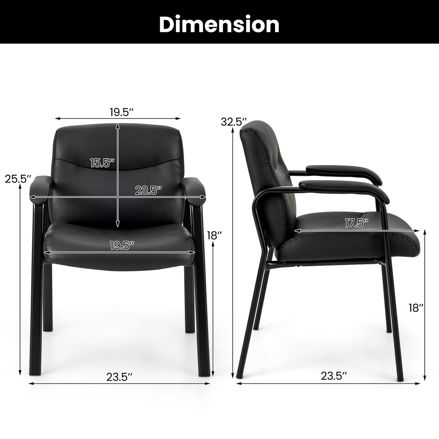 Waiting Room Chair No Wheels Set of 2, Black Conference Chairs   at Gallery Canada