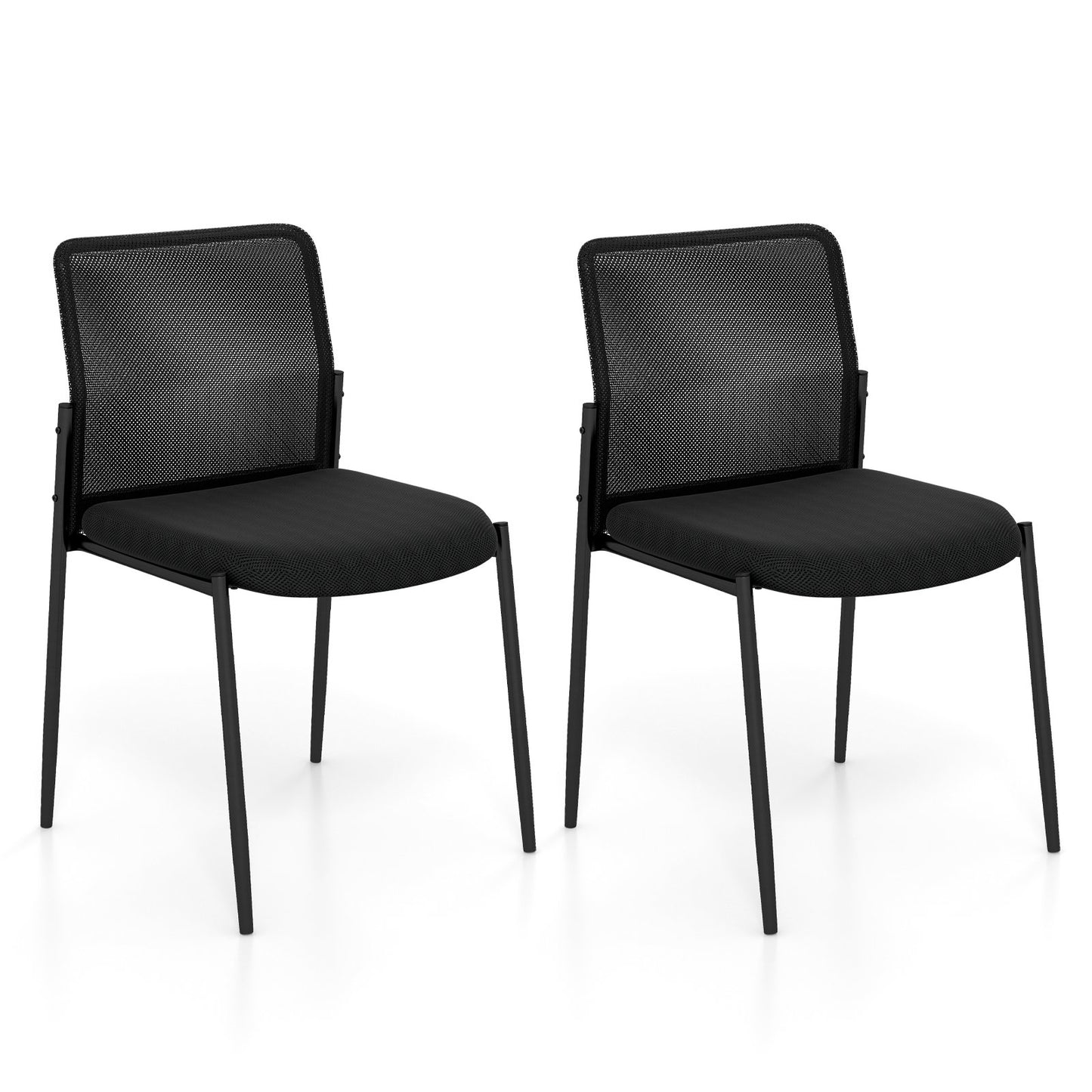 Waiting Room Chair Set of 2 with Ergonomic Mesh Backrest and Padded Seat, Black Conference Chairs   at Gallery Canada